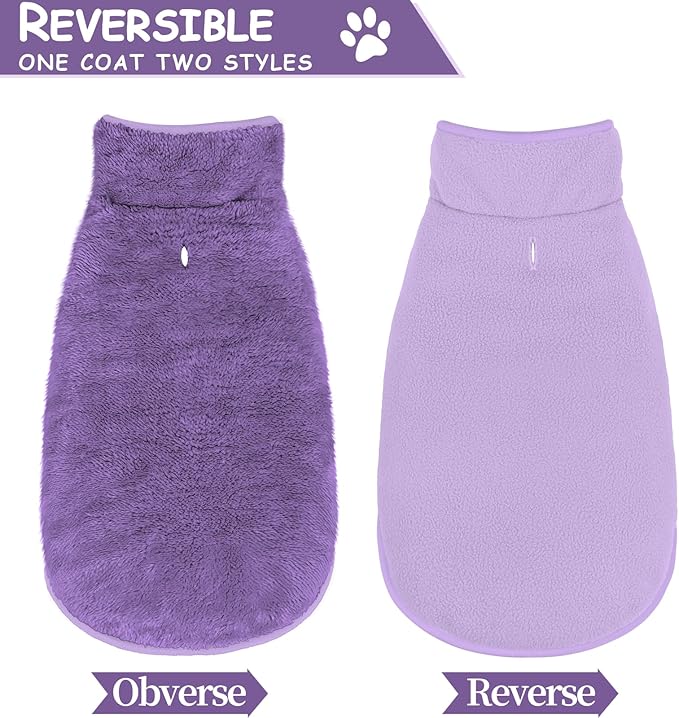 Malier Dog Winter Coat, Reversible Fleece Dog Cold Weather Coats, Windproof Warm Snow Puppy Jacket Vest Pet Clothes for Small Medium Large Dogs (Purple, Large)