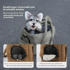 Dog Walking Bag Sling, Dog Carrier Purse with Safety Leash Clip,Warm Soft Sided Pet Carrier Purse for Small Medium Dogs Cats Portable Hands-Free Shoulder Tote for Outdoor Travel (Light Khaki)