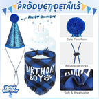 SCENEREAL Dog Birthday Party Supplies, Dog Birthday Bandana Hat Toy Bow Tie Collar Set with Birthday Numbers, Pet Birthday Scarf Accessories Outfit Decorations for Boy Girl Large XL Dogs