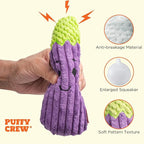 Squeaky Dog Plush Toy, Bite_Stick Collection, 8'', for Small and Medium Dogs (Eggplant)