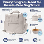 The Original Doggy Bag™ - Complete Dog Travel Bowl Bag for Supplies with 2 BPA-Free Travel Dog Bowls & 2 Food Containers - Traveling Kit for Road Trips, Camping, Weekend Away or Doggy Gift - Beige