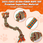 Heavy-Duty Dog Rope Toy — 6-Knot Super-Strength Fiber Tug Rope, Ideal for Powerful Chewers The First Super-Fiber Durable Chew Toy, Specifically Designed for Large and Medium-Sized Dogs (Large)