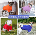 Queenmore Small Dog Pullover Sweater, Cold Weather Cable Knitwear, Classic Turtleneck Thick Warm Clothes for Chihuahua, Bulldog, Dachshund, Pug (Orange, X-Small)