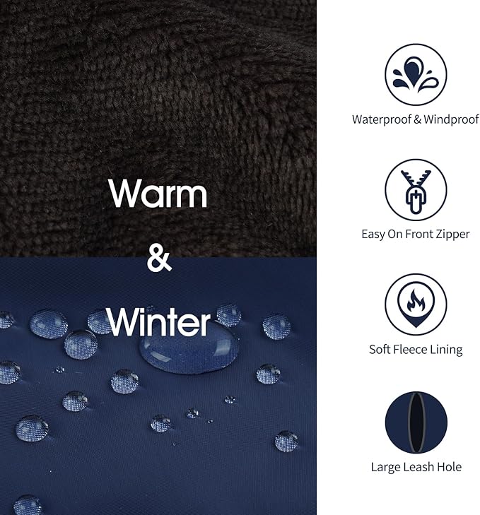 IECOii XXL Dog Snow Jacket - Extra Large Waterproof Fleece Lined Jacket with Reflective Turtleneck