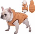 Fleece Hoodie, Windproof Waterproof Coat, Winter Warm Jacket, Cold Weather Pet Apparel Clothes Vest for Small Medium Large Dogs, Khaki, M
