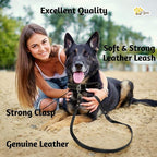 ADITYNA Leather Dog Leash 6 ft x 3/4 inch - Soft, Strong, Heavy Duty for Large & Medium Breeds - Dog Lead for Walking, Training, Hiking and Running (Black)