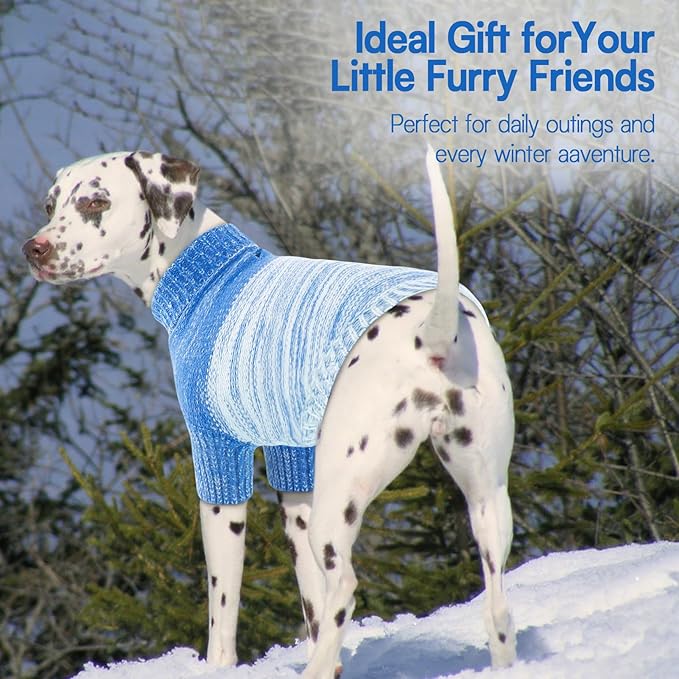 Queenmore Pullover Large Dog Sweater,Classic Turtleneck Warm Dogs Sweater with Leash Hole for Dog Girls Boys,Winter Knitwear Clothes for Dachshund,Corgi,French Bulldog(Royal Blue,L)