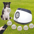 Automatic Dog Ball Launcher, Upgraded Interactive Dog Balls Thrower with 3 Distance 29Ft-79Ft, Remote Control Ball Launcher for Medium&Large Dogs, 5 Etpu Balls Included (Silver Grey