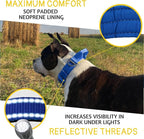 ADITYNA Heavy Duty Dog Collar for Large Dogs - Reflective Royal Blue Collar with Handle for Training, and Walking - Wide, Durable, Comfortable