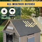 Large Dog House Outdoor, Wooden Indoor Dog House Kennel with Waterproof Roof, Chew-Proof Iron Frame, Doghouse Puppy Shelter for Medium Large Dogs, 30.5''x37.4''x39.3''