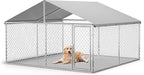 Large Outdoor Dog Kennel with Waterproof & UV-Resistant Roof, Galvanized Dog Kennel, Heavy Duty Dog Playpen for Outside Backyard Farm Use, 10x10x6ft