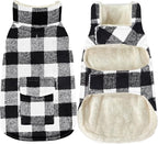 Malier Plaid Fleece Dog Coat Jacket with Pocket, Warm Windproof Winter Pet Clothes Apparel for Small to Large Dogs (White, XX-Large)