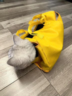 HDKUW Cat Grooming Bag,Foldable Travel Carrier for Cats,Anti-Bite Anti-Scratch Cat Grooming Restraint Bag,Pet Carrier for Administering Eye Drops,Ear Cleaner,Clipping Nails Yellow S