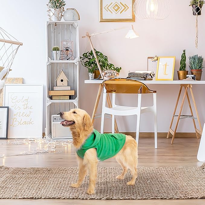 EXPAWLORER Dog Hoodie Fleece Sweater Vest, Hooded Dog Sweatshirt Fall Winter Pet Clothes with Leash Hole, Sleeveless Warm Cozy Puppy Clothing for Cat Small Medium Large Dogs Girl Boy, Green XL