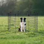 Amazon Basics Foldable Octagonal Metal Exercise Dog Playpen - Indoor/Outdoor, No Door, Large (8 Panels, 24 x 42), Easy to assemble, store, and customize, 42" - Large, Black