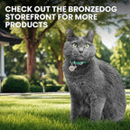 BRONZEDOG Leather Cat Collar with Removable Bells Non Breakaway Kitten QR Tag for Girl Boy (7" - 9" for Cats, Blue & Silver)