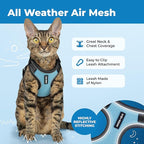 Voyager Escape Proof Cat Harness and Leash Set with Reflective Stitching, Neoprene Handle 5ft - Supports Small, Medium and Large Cats, Kittens for Walking by Best Pet Supplies - BT-Baby Blue, XXXS