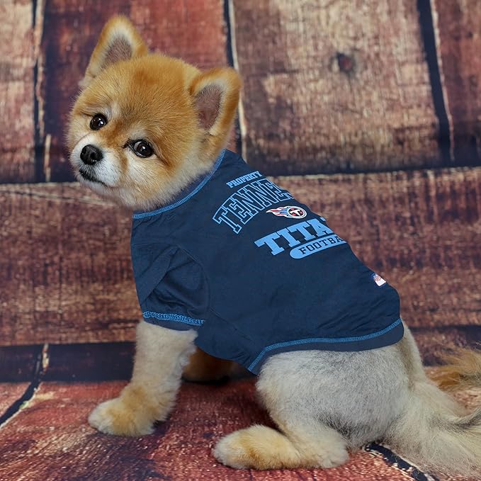 NFL Tennessee Titans Dog T-shirt Large. - Licensed Shirt for Pets Team Colored with Team Logos- Premium Stretchable Materials for the comfort of your Dog & Cat