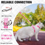BEAUTYZOO Cat Harness and Leash Set Escape Proof for Walking, Kitten Soft Adjustable Vest Harnesses for Small Medium Large Cats, Easy Control Breathable Plaid Ribbon Nylon for Outdoor Indoor Use