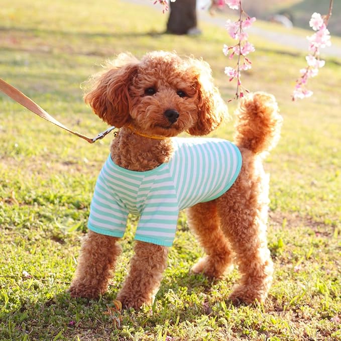 Geyoga 6 Pieces Dog Striped T-Shirt Cotton Breathable Pet Apparel Colorful Puppy Sweatshirt Clothes for Small to Medium Dogs Puppy(Gentle Color,S)