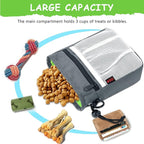 Dog Treat Pouch - 3 Ways to Wear Treat Pouches for Pet Training and 2 Pieces Clicker Taining for Dogs, Dog Training Treat Pouch Bag and Dog Clicker for Training with Waist Belt Shoulder Strap - Grey