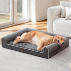 Orthopedic Dog Beds for Extra Large Dogs, Waterproof XL Pet Bed with Sides, Non-Slip Bottom and Egg-Crate Foam Large Pet Couch Sofa with Washable Removable Cover, Dark Grey