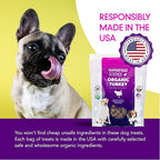 Organic Dog Treats for Small, Medium & Large Dogs – All-Natural Turkey Training Treats for Puppies & Adult Dogs, Grain-Free, Hypoallergenic, Healthy, Low-Calorie, Semi-Soft Chews, Made in USA, 5 oz