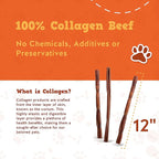 Jack&Pup 12" Beef Collagen Sticks for Dogs | Rawhide Free Dog Chews Long Lasting | Single Ingredient Healthy Dog Treats for Medium Dogs | Bully Stick Alternative (5 Pack)
