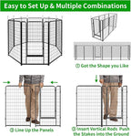 Dog Playpen Outdoor Extra Wide 8 Piece Panels Heavy Duty Dog Fence 50" Height Anti-Rust with Doors Portable for RV Camping Yard, Total 21FT, 35 Sq.ft, Snowy Black