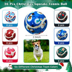 36 Pcs Dog Squeaky Tennis Balls 2.5 Inch Interactive Balls for Small Medium Large Dogs Teething Chew Toys for Throwing Fetch Exercise Playing Outdoor 6 Style(Snowman)