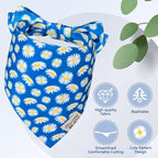 SCENEREAL Summer Daisy Floral Dog Bandana, Double Side Dog Scarf for Small Medium Large Dogs Cats Puppy,Holiday Bandanas for Dogs Boys Girls, Premium & Soft Fabric Pet Accessories for Birthday