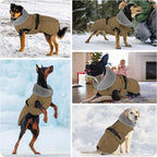 Dog Coat, Waterproof Dog Winter Jacket with Adjustable Buckle, Reflective Turtleneck Pet Snow Vest Warm Fleece Sweater for Small Medium Large Dogs - Khaki, XL