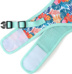 Mile High Life Dog Harness, Air Mesh Floral Vest Harness for 20 lbs Small Dogs & Cats, Easy Get on Adjustable Easy Closures Both Neck and Chest(Green Flower, M Chest 18"-20")
