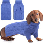 ASENKU Dog Sweater for Medium Dog Girls Boys, Fall Winter Turtleneck Long Sleeve Pet Christmas Sweater, Pullover Sweatshirt for French Bulldog, Boston Terrier, Blue, L