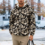 Men's Camouflage Hunting Fleece Lined Hoodie Camo Jackets Zip Up Long Sleeve Casual Winter Coats Hood Outerwear