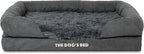 The Dog’s Bed, Medium Grey Faux Fur 30x23.5, Memory Foam, Pain Relief: Arthritis, Hip & Elbow Dysplasia, Post Surgery, Lameness, Supportive, Calming, Washable Cover, Veterinary Approved