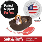 Majestic Pet 32 Inch Suede Calming Dog Bed Washable 32x23x7 (Inch) – Cozy Soft Round Donut Dog Bed with Spine Support for Dogs to Rest Their Head - Pet Bed Medium – Chocolate (2025)