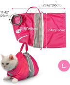 Cinf Cat Bathing Bag, Breathable Mesh Anti Scratch Adjustable Cat Grooming Bag for Nail Trimming, Bathing Soft Cat Washing Bag(Pink) L