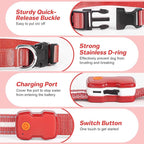 PcEoTllar Light Up Dog Collars, Led Dog Collar, Rechargeable, Night Walking, Waterproof, Glow in The Dark Dog Collars Light for Large Small Medium Dogs, Red m