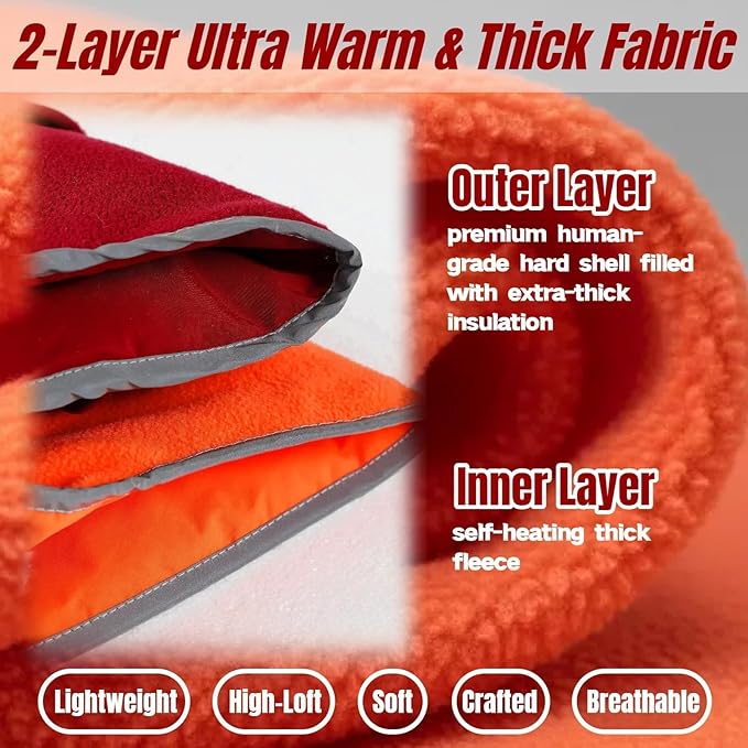 Insulated Dog Winter Jacket with 2 Layer Warmth, Hard Shell Pet Coat with Full-Body Reflective Strip, Waterproof & Thick Coats for Large Dogs with Leash Portal, Durable 3D Belly Cut Clothes(Orange, L)