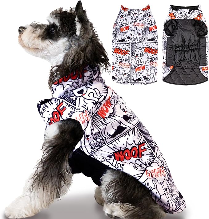 CuteBone Winter Dog Jacket - Reversible Thick Soft Windproof & Waterproof Coats for Small to Large Dogs with Leash Hole