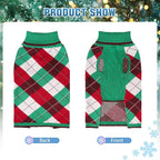 KOOLTAIL Dog Christmas Sweater Pet Knitted Clothes - Classic Plaid Pull Over Turtleneck Dog Sweaters with Leash Hole Warm Dogs Winter Clothing for Small Medium Dogs Cats Puppy (Green & Red M)