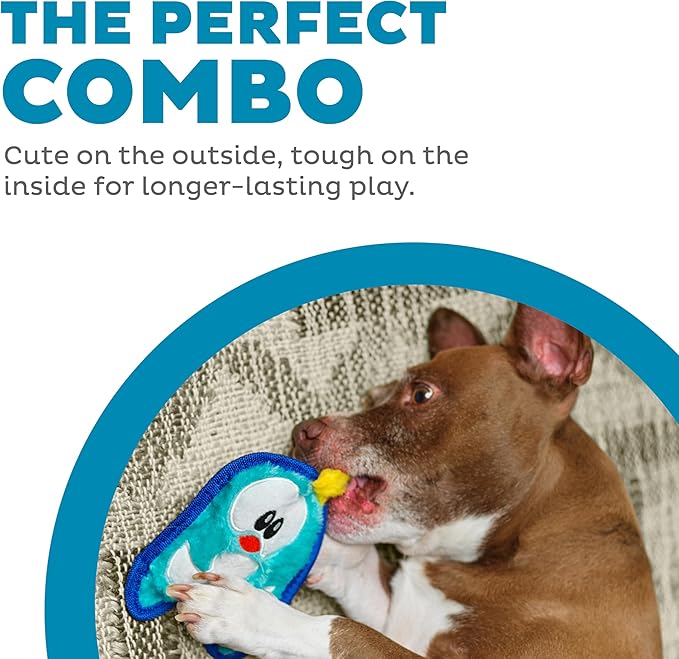 Outward Hound Durablez Minis Stuffing-Free Squeaky Plush Dog Toy for Puppies & Small Dogs - Interactive, Soft Yet Tough, No Mess, Jumbo Squeaker, Long-Lasting Play, Penguin