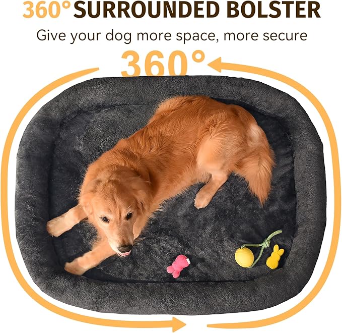 Orthopedic Waterproof Large Dog Bed: Washable Dog Bed with Bolsters - Removable Orthopedic Cover for Medium L XL Large Sized Pet - Non-Slip