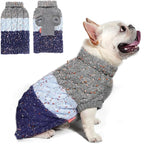 KYEESE Dog Sweater Color Block with Fuzzy Thread Knitted Turtleneck Dog Knitwear with dots in a Variety of Colors for Small Dogs Fall Winter Dogs Clothes, Navyblue, M