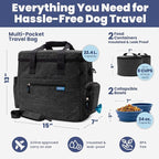 The Original Doggy Bag™ - Complete Dog Travel Bag for Supplies with 2 BPA-Free Travel Dog Bowls & 2 Pet Food Containers - Traveling Kit for Road Trip, Camping, Weekend Away or Doggy Gift - Charcoal