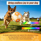Size 3 Interactive Dog Football with Strap,Orange & Yellow, Eye-Catching Paw and Bones Design, Ideal Outdoor Training Pet Toy, Perfect Choice for Medium & Large Dogs' Playtime
