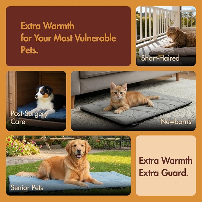 Dog Heating Pad (56"x40") - Waterproof Electric Heated Mat & Pet Bed for Indoor and Outdoor Use, Chew Resistant Cord, Machine Washable Cover with Wheat Pattern Quilting, for Cats and Pets
