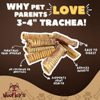 Woofley's Beef Trachea - 3-4 Inch - 50 Pack - Trachea Treats for Dogs - Natural Source of Glucosamine and Chondrotin for Joint Health - 100% Natural Beef Windpipe for Dogs