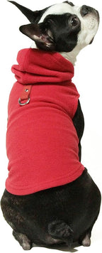 Gooby Fleece Vest Hoodie Dog Sweater - Red, X-Small - Warm Pullover Dog Hoodie with O-Ring Leash for Small to Medium Dogs